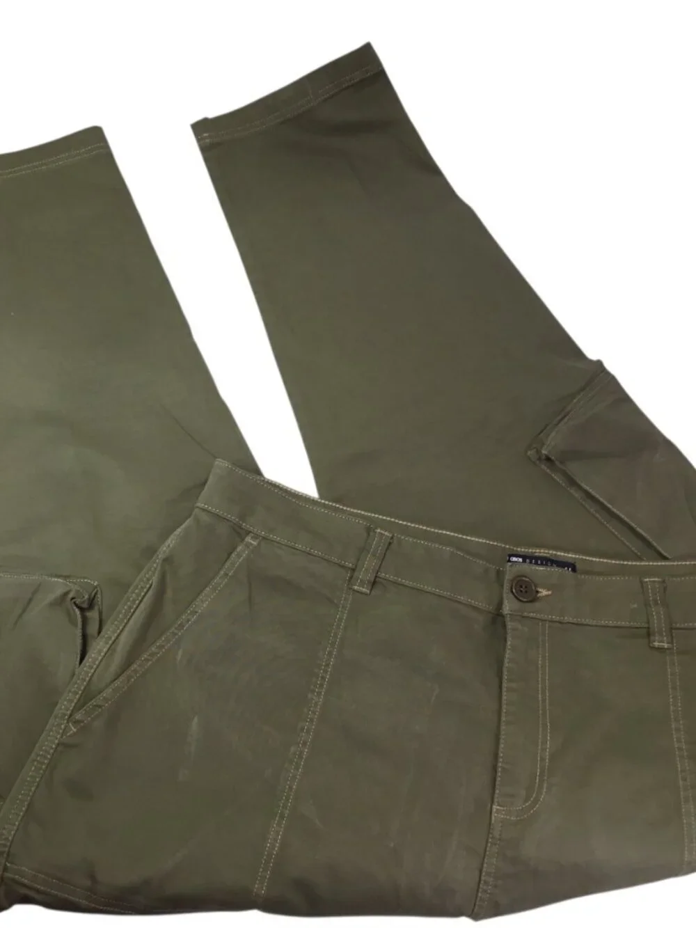 Asos Design Men's Cargo Pants Olive Green Khaki 44 x 32 Baggy